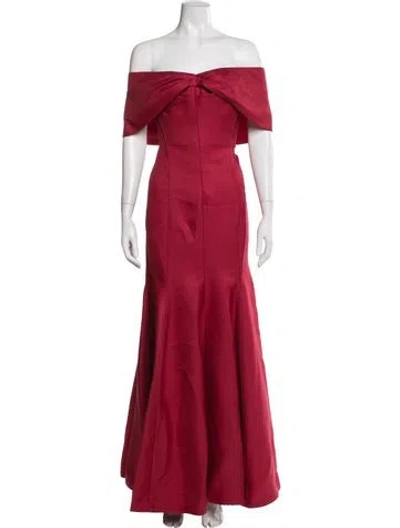 Pre-owned J Mendel Silk Long Dress In Red