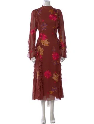 Pre-owned J Mendel Silk Long Dress In Red