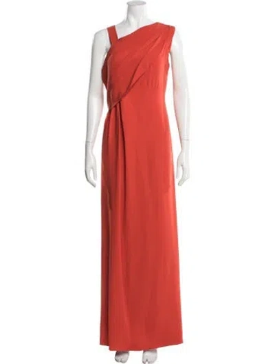 Pre-owned J Mendel Silk Long Dress In Red