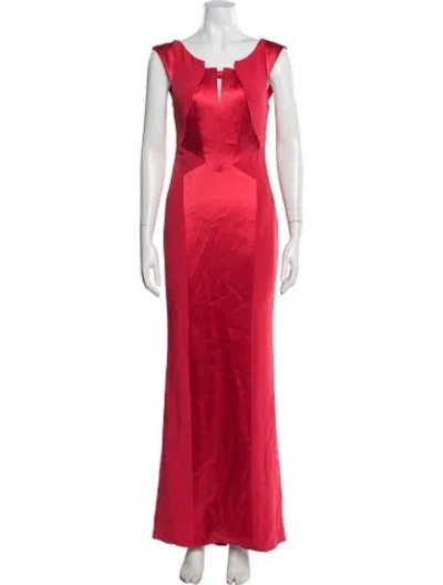 Pre-owned J Mendel Silk Long Dress In Red
