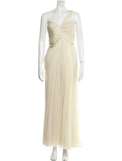 Pre-owned J Mendel Silk Long Dress In White