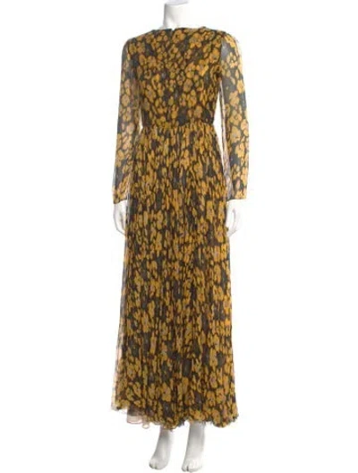 Pre-owned J Mendel Silk Long Dress In Yellow