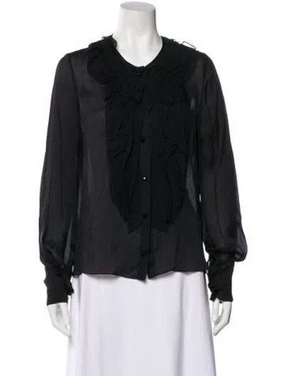 Pre-owned J Mendel Silk Long Sleeve Blouse In Black