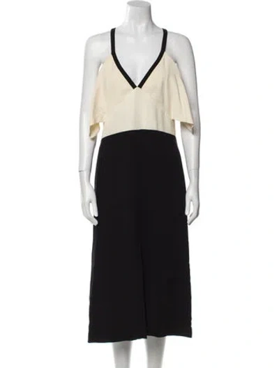 Pre-owned J Mendel Silk Midi Length Dress In Black