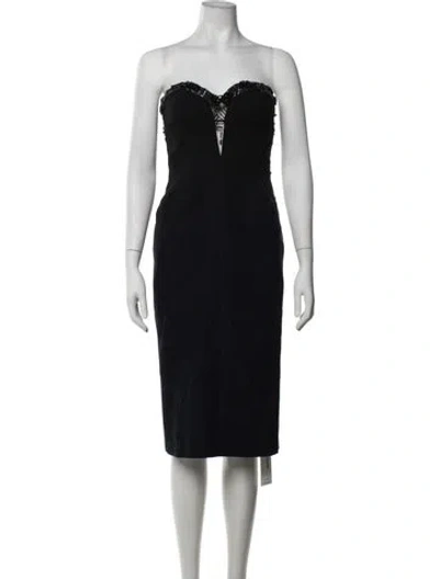 Pre-owned J Mendel Silk Midi Length Dress In Black