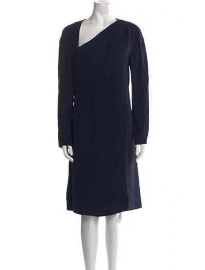 Pre-owned J Mendel Silk Midi Length Dress In Blue