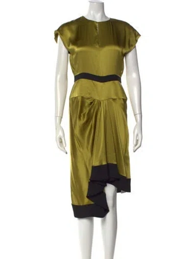 Pre-owned J Mendel Silk Midi Length Dress In Green