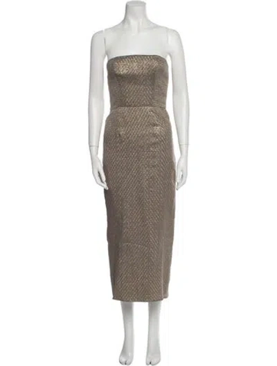 Pre-owned J Mendel Silk Midi Length Dress In Multi