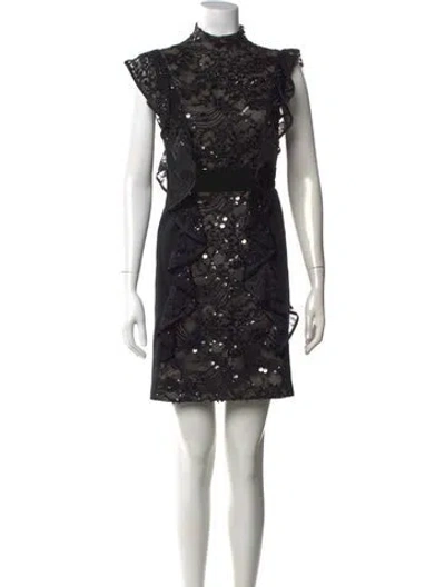 Pre-owned J Mendel Silk Mini Dress In Black