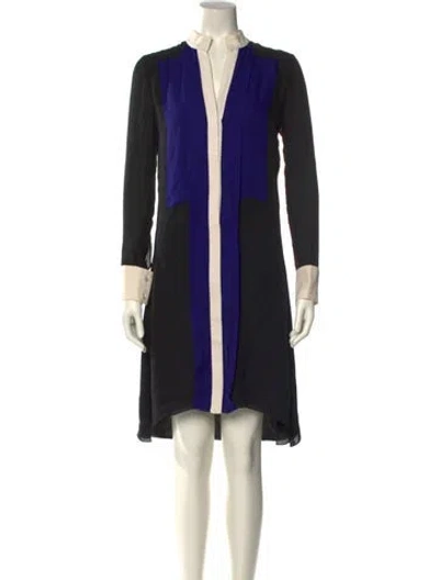 Pre-owned J Mendel Silk Mini Dress In Blue