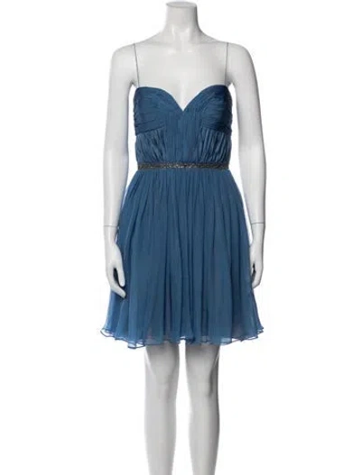 Pre-owned J Mendel Silk Mini Dress In Blue