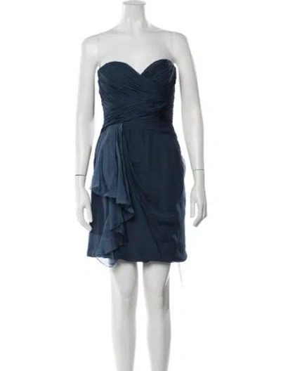 Pre-owned J Mendel Silk Mini Dress In Blue