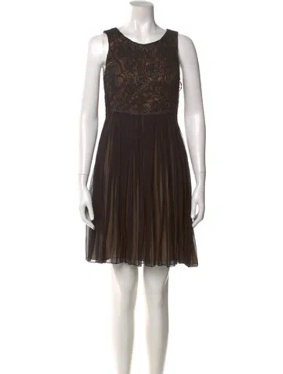 Pre-owned J Mendel Silk Mini Dress In Brown