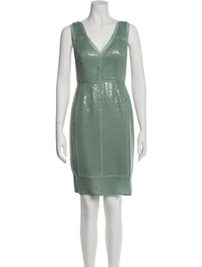 Pre-owned J Mendel Silk Mini Dress In Green