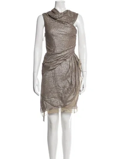 Pre-owned J Mendel Silk Mini Dress In Neutral