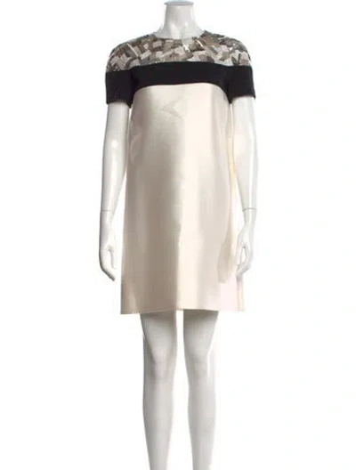 Pre-owned J Mendel Silk Mini Dress In Neutrals