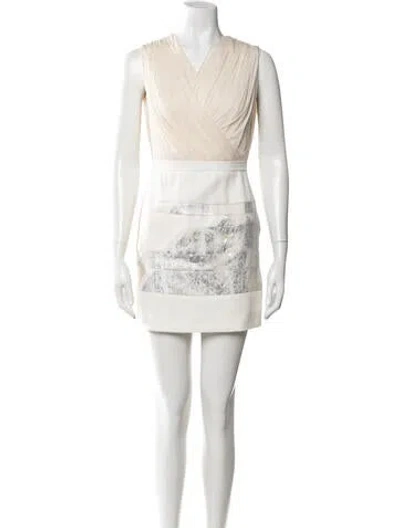 Pre-owned J Mendel Silk Mini Dress In Neutrals