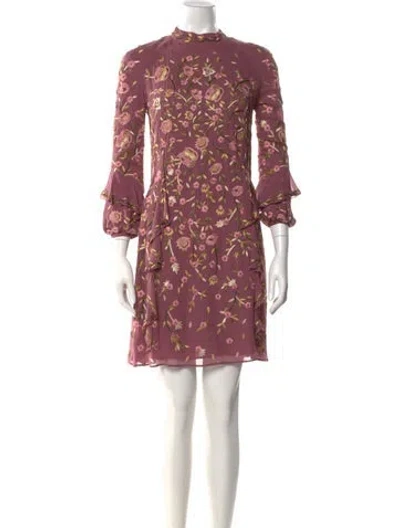 Pre-owned J Mendel Silk Mini Dress In Pink