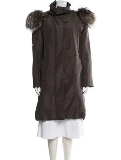 Pre-owned J Mendel Silk Parka In Green