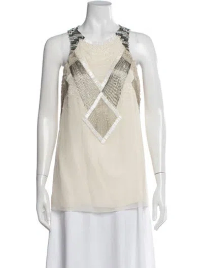 Pre-owned J Mendel Silk Patterned Blouse In White