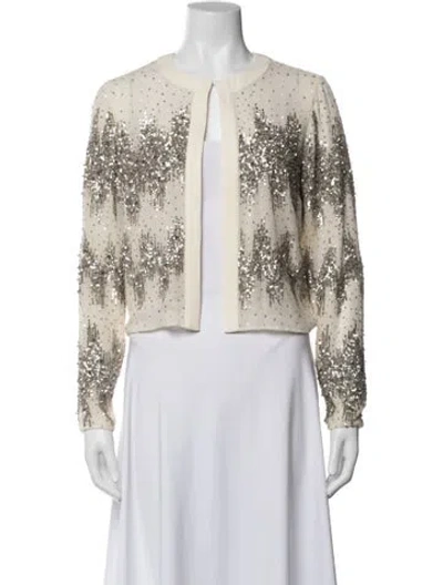 Pre-owned J Mendel Silk Patterned Evening Jacket In Neutral