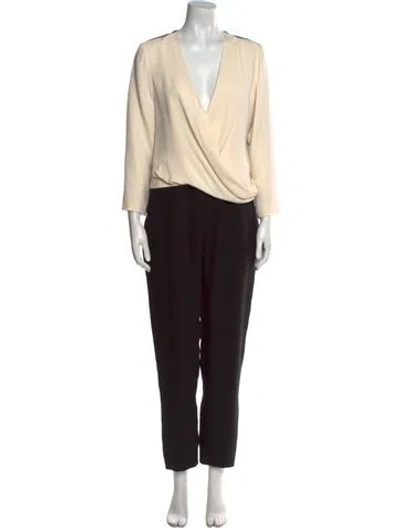 Pre-owned J Mendel Silk Plunge Neckline Jumpsuit In Black