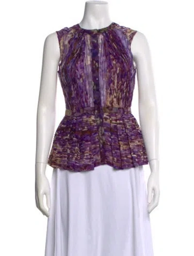 Pre-owned J Mendel Silk Printed Blouse In Purple