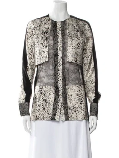 Pre-owned J Mendel Silk Printed Blouse In White