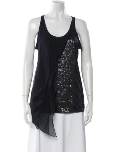 Pre-owned J Mendel Silk Scoop Neck Top In Blue