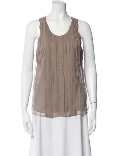 Pre-owned J Mendel Silk Scoop Neck Top In Brown