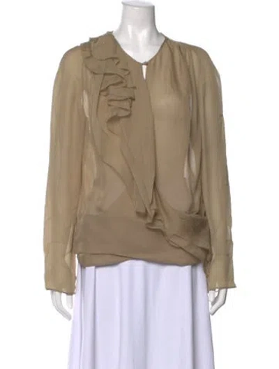 Pre-owned J Mendel Silk V-neck Blouse In Neutrals