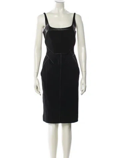 Pre-owned J Mendel Square Neckline Knee-length Dress In Black