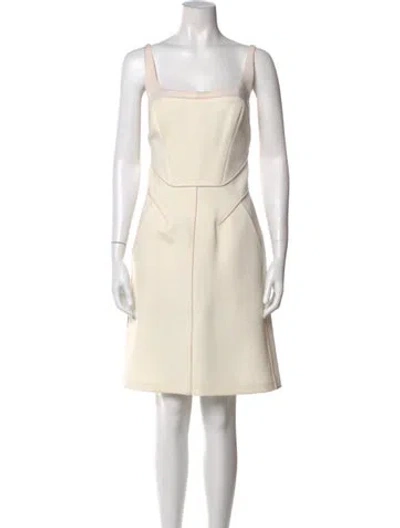 Pre-owned J Mendel Square Neckline Knee-length Dress In Neutral