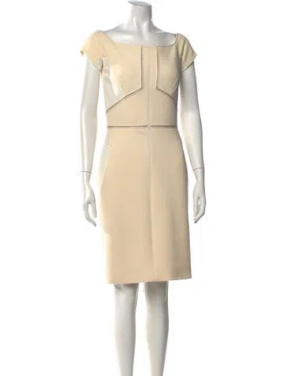 Pre-owned J Mendel Square Neckline Knee-length Dress In Neutrals