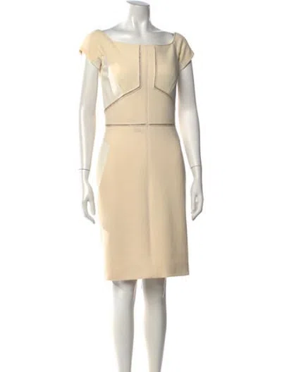 Pre-owned J Mendel Square Neckline Knee-length Dress In Neutrals