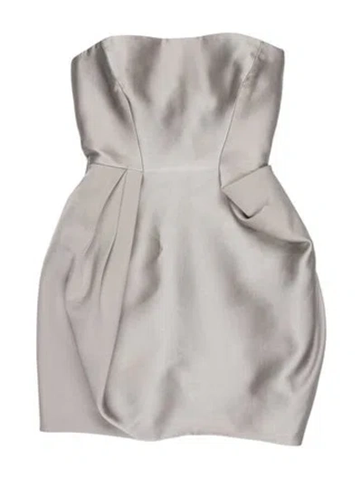 Pre-owned J Mendel Strapless Knee-length Dress In Grey