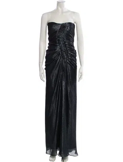 Pre-owned J Mendel Strapless Long Dress In Blue