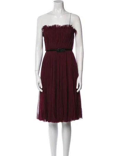 Pre-owned J Mendel Strapless Long Dress In Burgundy