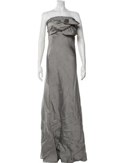 Pre-owned J Mendel Strapless Long Dress In Gray