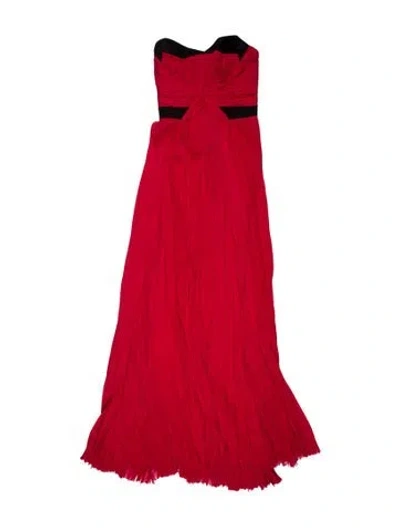 Pre-owned J Mendel Strapless Long Dress In Red