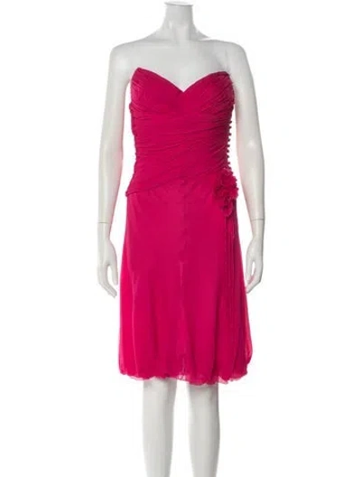 Pre-owned J Mendel Strapless Mini Dress In Pink