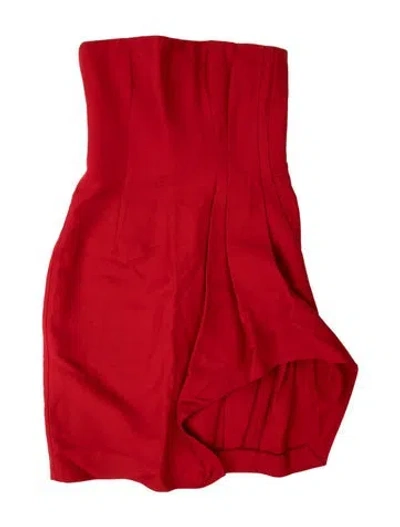 Pre-owned J Mendel Strapless Mini Dress In Red