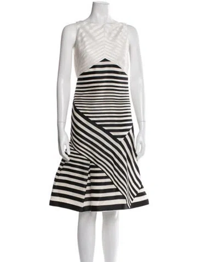 Pre-owned J Mendel Striped Knee-length Dress In White