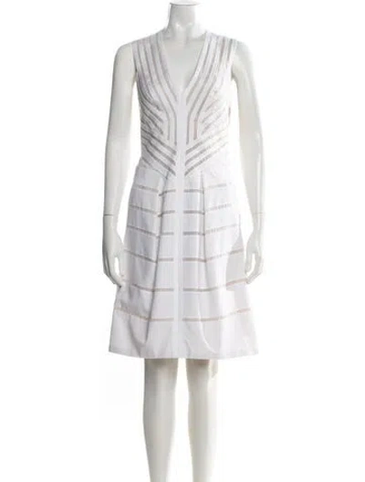 Pre-owned J Mendel Striped Knee-length Dress In White
