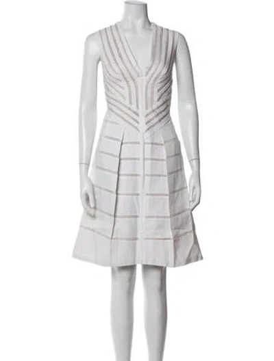 Pre-owned J Mendel Striped Knee-length Dress In White