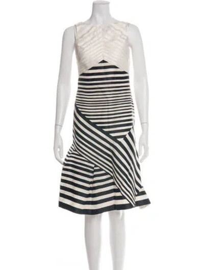 Pre-owned J Mendel Striped Midi Length Dress In Neutrals