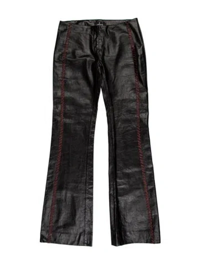 Pre-owned J Mendel Striped Wide Leg Pants In Black