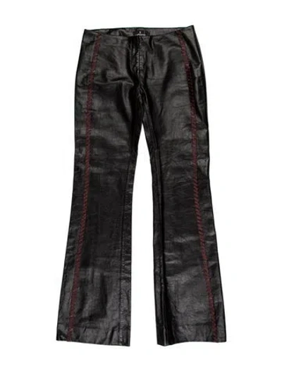 Pre-owned J Mendel Striped Wide Leg Pants In Black