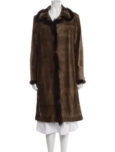 Pre-owned J Mendel Suede Faux Fur Coat In Brown