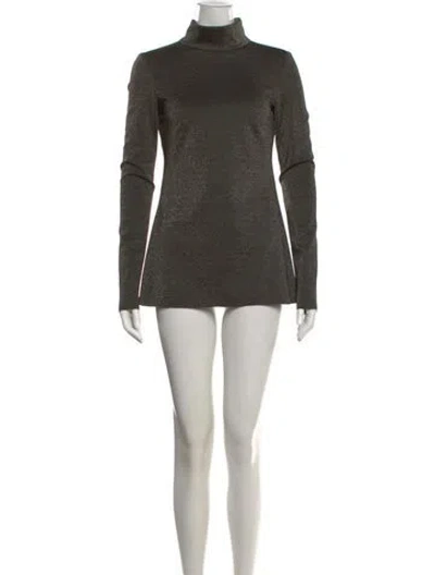 Pre-owned J Mendel Turtleneck Mini Dress In Green